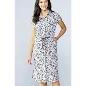 REI Cooperative Women's L Button stretch camp hiking Midi Dress Floral outdoor